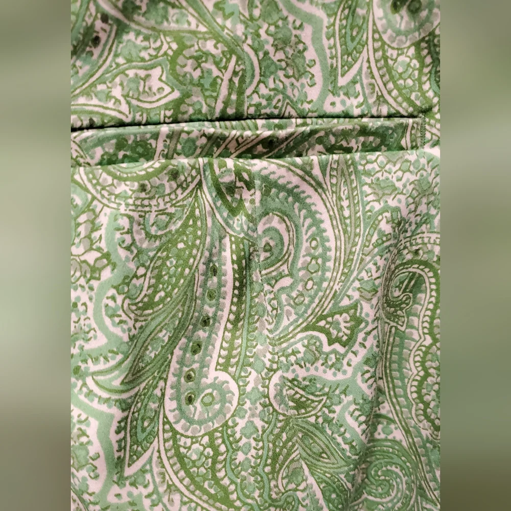 *final price* Talbots green paisley "Curvy" w/ vent pants sz 6P - Picture 5 of 9